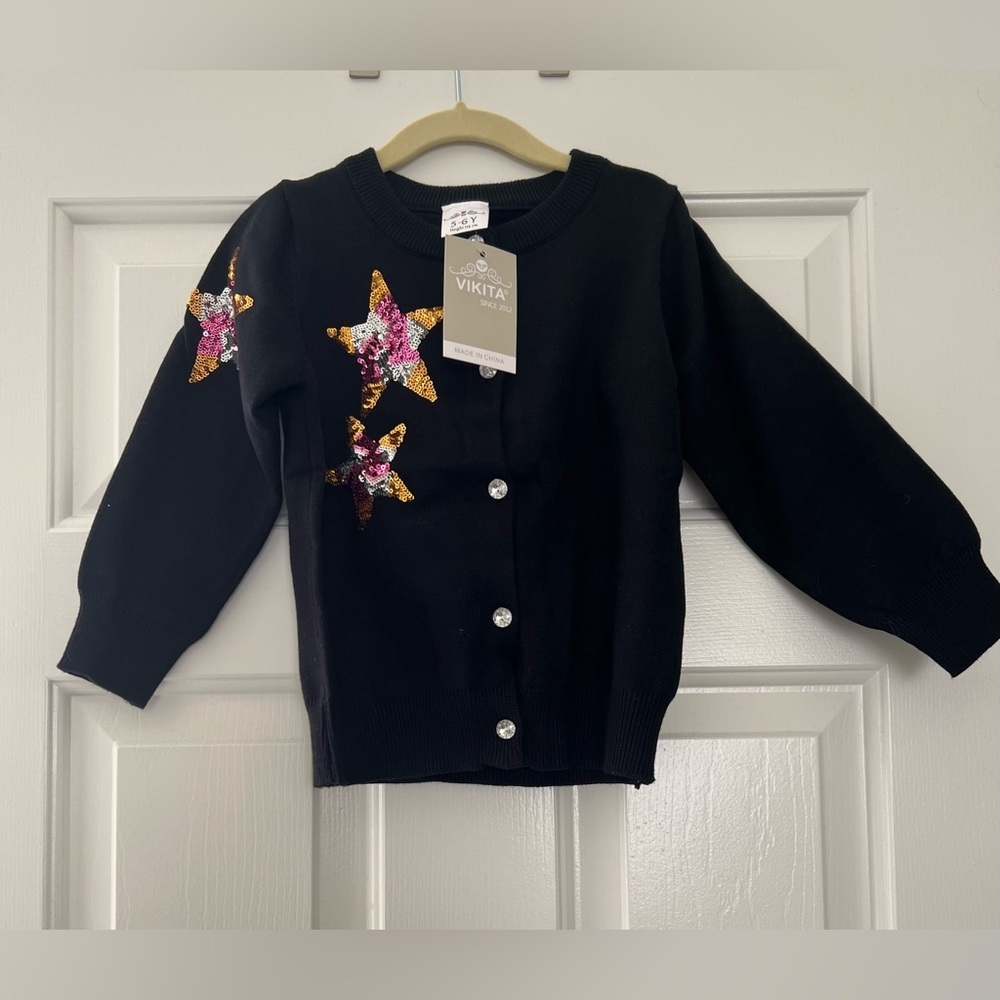 NWT Girls sequin star cardigan